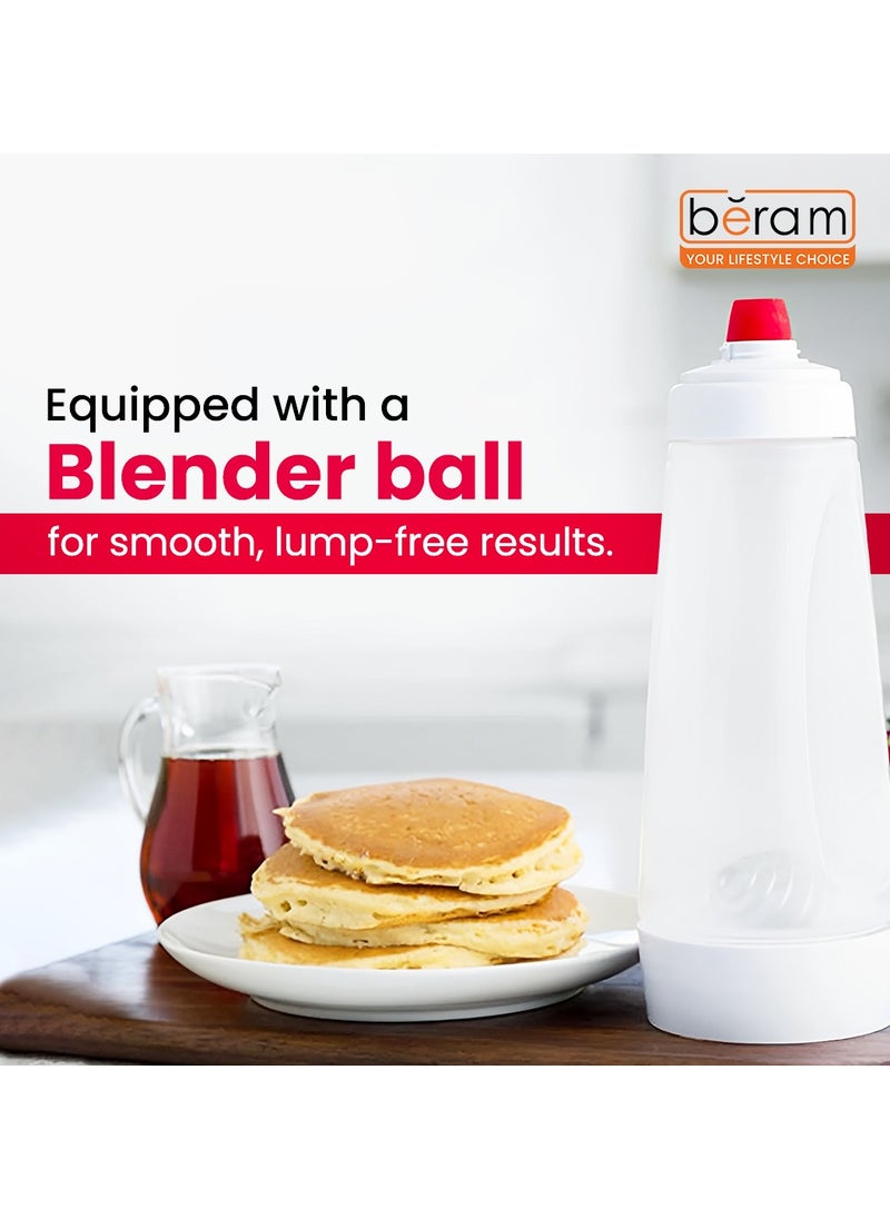 Beram Pancake Mixer with Wire Whisk, Hand Batter Dispenser, 2 in 1 Baking Tool, Bottle Shaker for Cupcakes, Crepes, Muffins and More  - Image 3