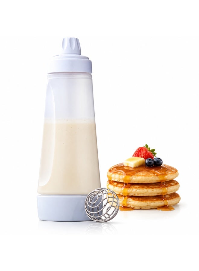 BERAM 1L Pancake Batter Dispenser Bottle with Wire Whisk Ball, 2-in-1 Batter Mixer & Shaker, Easy Pour Baking Tool for Pancakes, Crepes, Waffles, Muffins & Cupcakes - Image 1