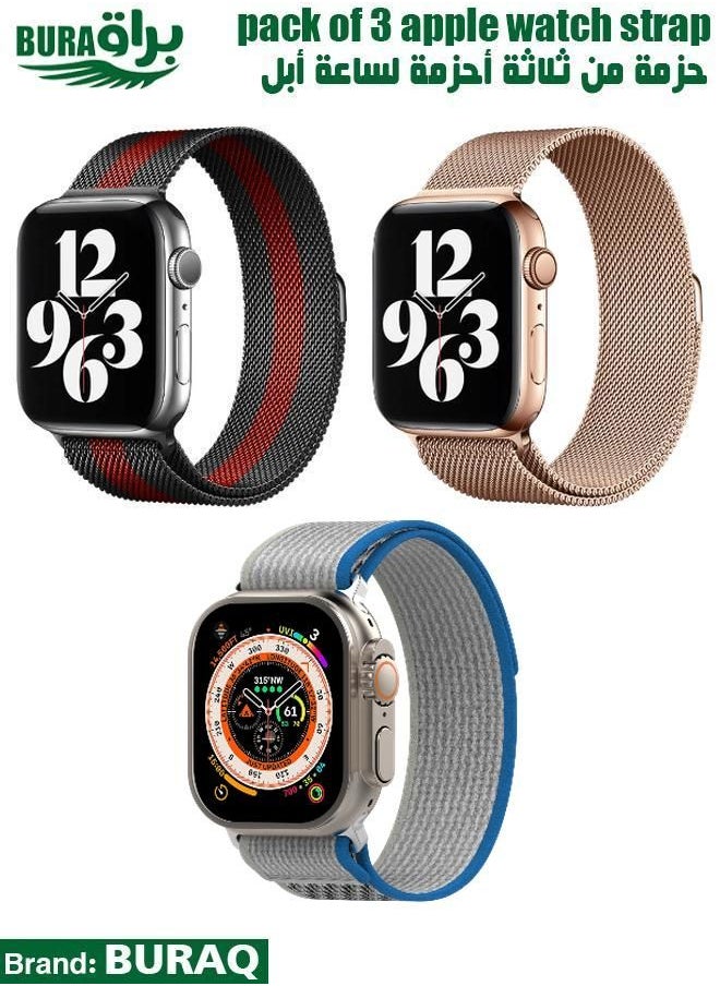 BURAQ - Apple Watch Band Strap For Apple Watch Ultra 2/Ultra 49mm, Series 10 46mm, 9/8/7 45mm, SE2/SE/6/5/4 44mm, 3/2/1 42mm - Image 1