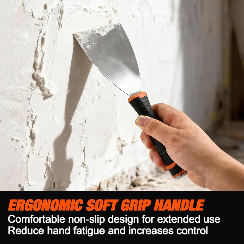 Vanquish 4 Inch Stainless Steel Putty Knife Scraper with Soft Grip Handle and Metal Hammer End (3564) - Image 3