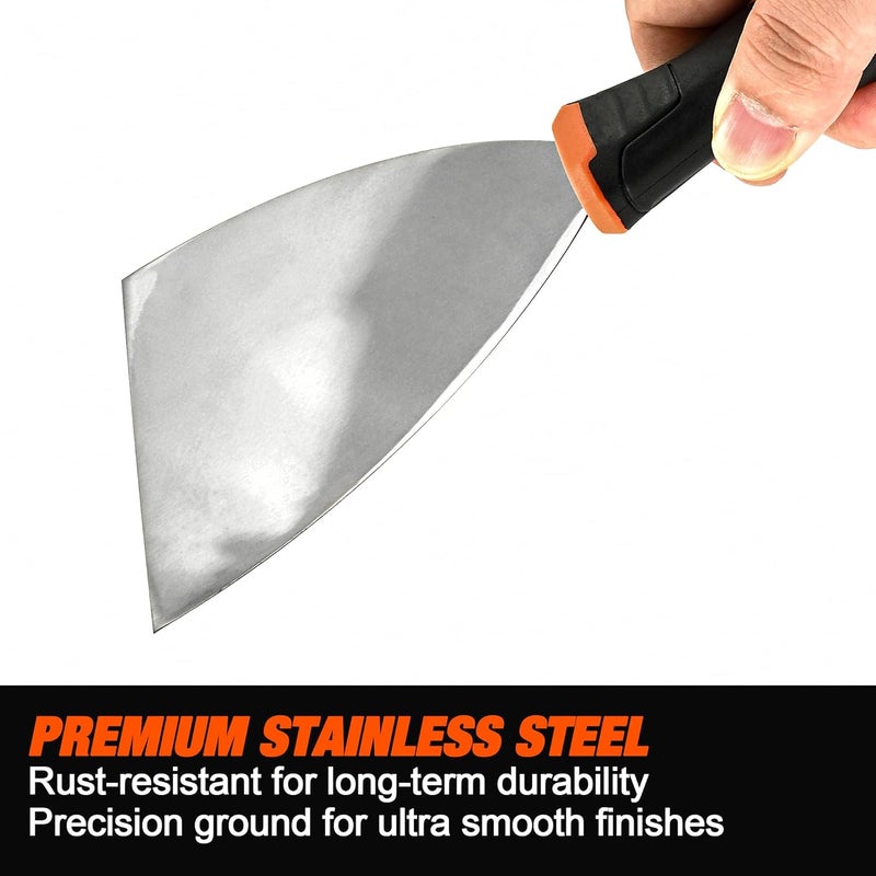Vanquish 4 Inch Stainless Steel Putty Knife Scraper with Soft Grip Handle and Metal Hammer End (3564) - Image 2