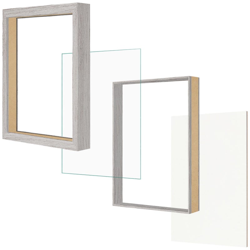 PICRIT Shadow Box Frame 11x14 Display Case Box ذات الزجاج الحقيقي العالي والأسود لتذكارات الأطفال عناصر حفلات الزفاف تذاكر وصور رمادية - Image 4