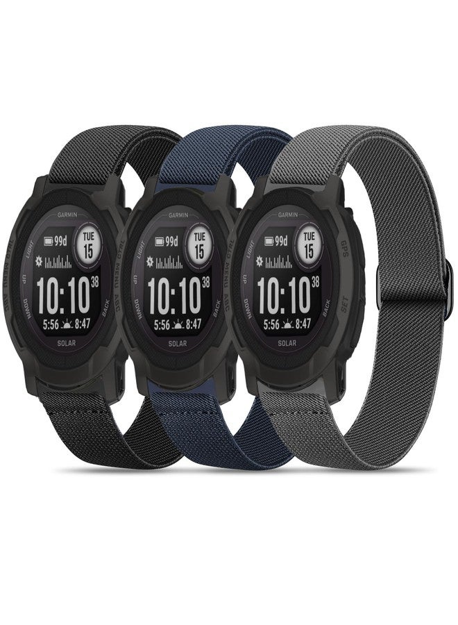 Bolesi 3 Pack Stretchy Nylon Watch Bands Compatible with Garmin Instinct 2/3 45mm/1 Solar,22mm Soft Breathable Adjustable Sports Strap for Instinct 2 Surf/Tactical/Esports/Tide Accessory - Image 1