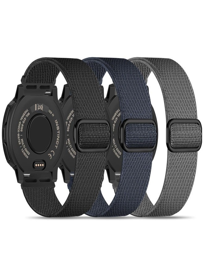 Bolesi 3 Pack Stretchy Nylon Watch Bands Compatible with Garmin Instinct 2/3 45mm/1 Solar,22mm Soft Breathable Adjustable Sports Strap for Instinct 2 Surf/Tactical/Esports/Tide Accessory - Image 2