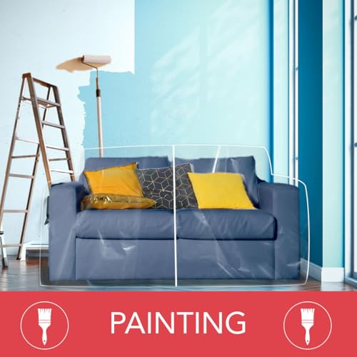 LAMINET Deluxe Heavy-Duty Crystal-Clear Furniture Protectors Protects Dust, Dirt, Spills, Pet Hair and Dander, Paws and Claws Sofa-36”RH x 18" FH x 84”W x 40" D, Loveseat Sofa - Image 2