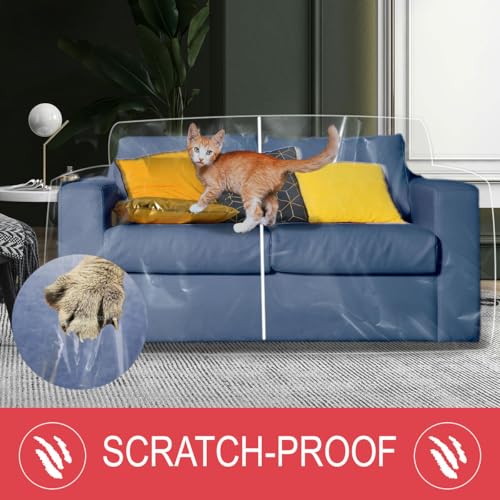LAMINET Deluxe Heavy-Duty Crystal-Clear Furniture Protectors Protects Dust, Dirt, Spills, Pet Hair and Dander, Paws and Claws Sofa-36”RH x 18" FH x 84”W x 40" D, Loveseat Sofa - Image 4