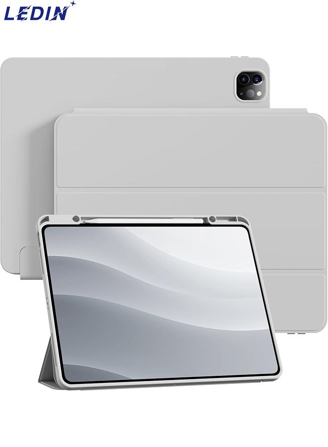 LEDIN Case for iPad Pro 12.9 Inch 2022 2021 2020 (6th/5th/4th Generation) with Pencil Holder for Charging, Soft TPU Back, Car Wake/Sleep Case for iPad Pro 12.9 - Image 1