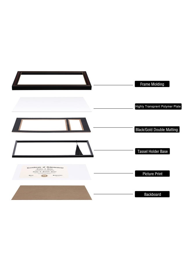 Elsker And Home 11X17 Diploma Frames With Tassel Holder For 8.5X11 Certificate Document Shadow Box Mahogany Frame Degree Double Mat Black With Gold Rim - Image 3