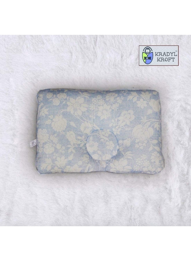 كراديل كروفت وسادة الطفل حديث الولادة من كراديل كروفت لمنع تسطح الرأس | وسادة تشكيل الرأس مع غطاء قطني قابل للإزالة (بارد)، أزرق، عبوة من قطعة واحدة - Image 1