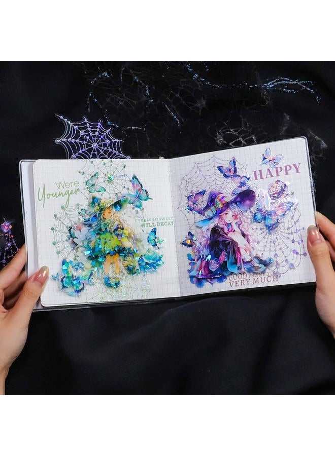 YOKSAS 40 Pcs Large Holographic Spider Web Stickers – Transparent Waterproof Scrapbooking Stickers for Journaling,Resin Art,DIY Crafts,Junk Journals,Halloween Decorations - Image 5