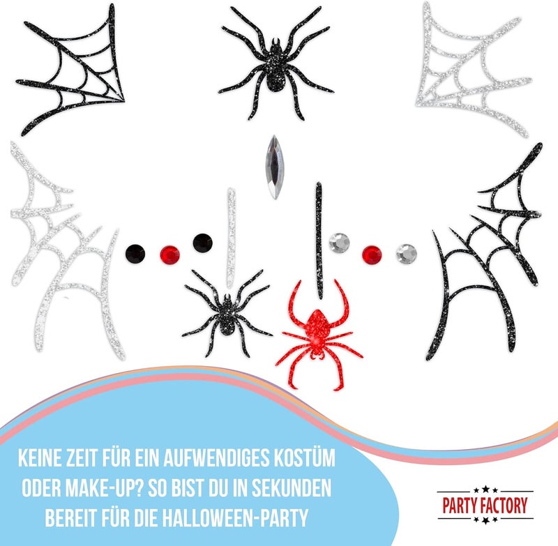 Party Factory Individual group scene compatible Face Tattoo Spiders, Temporary Glitter Face Tattoo for Theme Party, Halloween & Carnival, Children and Adults Well-engineered versatile build - Image 3