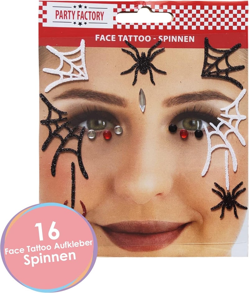 Party Factory Individual group scene compatible Face Tattoo Spiders, Temporary Glitter Face Tattoo for Theme Party, Halloween & Carnival, Children and Adults Well-engineered versatile build - Image 2