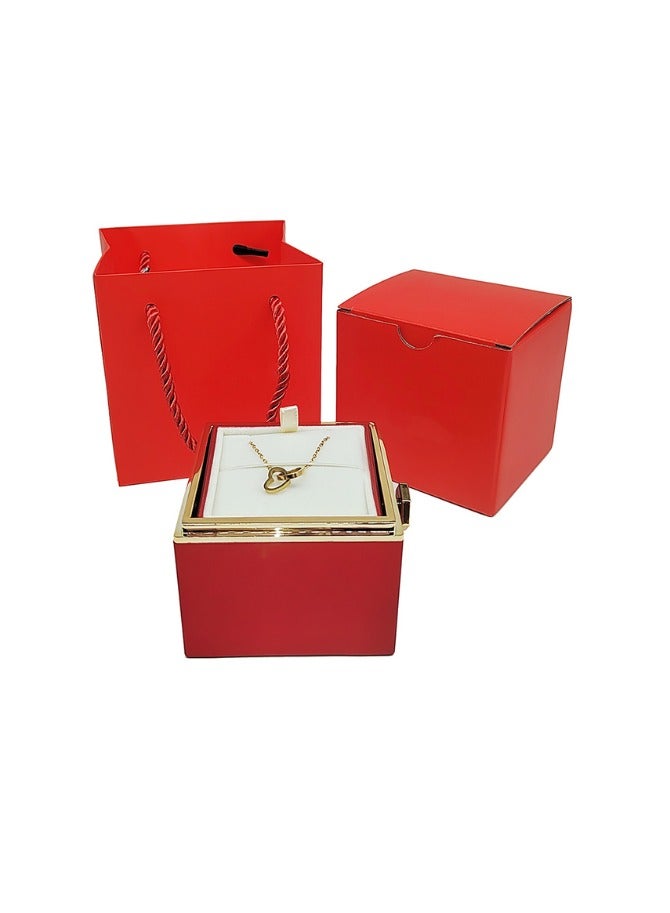 صندوق وردة أبدية مع قلادة على شكل قلب، قلادة حب مزدوجة، قلادة على شكل عظمة الترقوة، زهرة ورد دوارة، وردة عيد الحب، هدية خالدة لكل مناسبة - Image 5