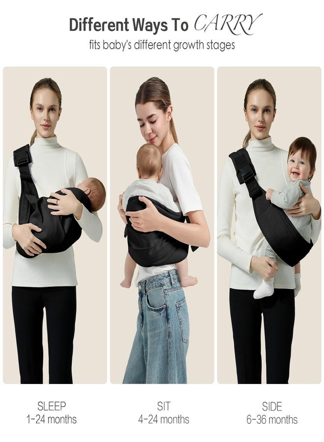 MISSWISDOM Baby Sling Carrier, Toddler Carrier Sling with Double Safety Buckle and Adjustable Shoulder Strap(7-30lbs), Baby Carriers One Size Fits All, Black - Image 4