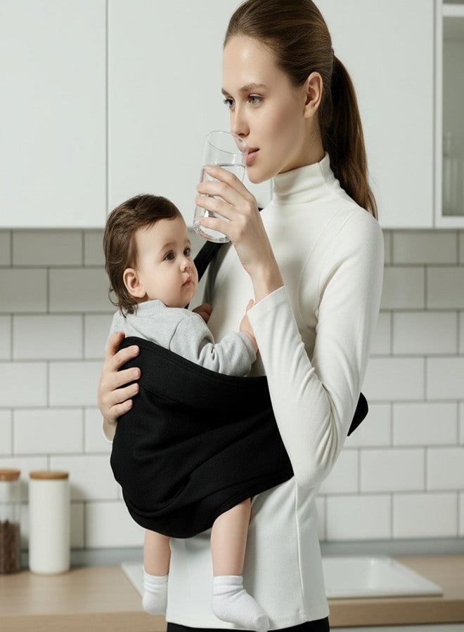 MISSWISDOM Baby Sling Carrier, Toddler Carrier Sling with Double Safety Buckle and Adjustable Shoulder Strap(7-30lbs), Baby Carriers One Size Fits All, Black - Image 2