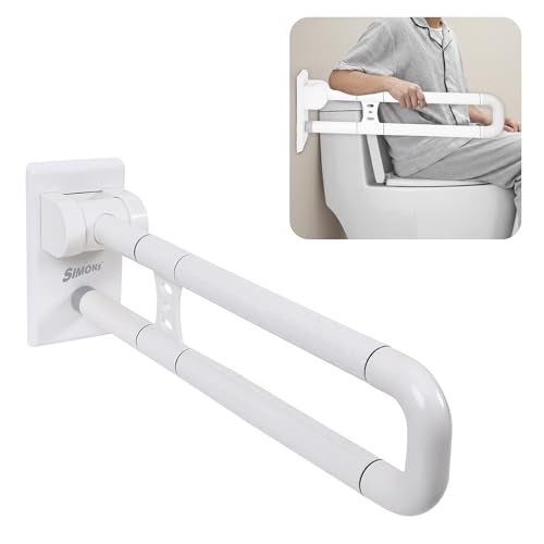Simon's Grippy Flip-Up Nylon+SS304 Folding Grab bar for Toilet and Commode Rising of Elderly Safety Anti Slip handrail and Support Handle - 60 cm - Pack of 1 - Image 1
