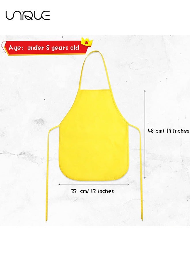 يونيك 12 حزمة مآزر الرسم للأطفال فنانين من قماش مآزر الطلاء ساحة الفن الحرفية مآزر الطفل القابل للتصرف (الأحمر والبرتقالي والأصفر والأخضر والأزرق والأرجواني) - Image 2