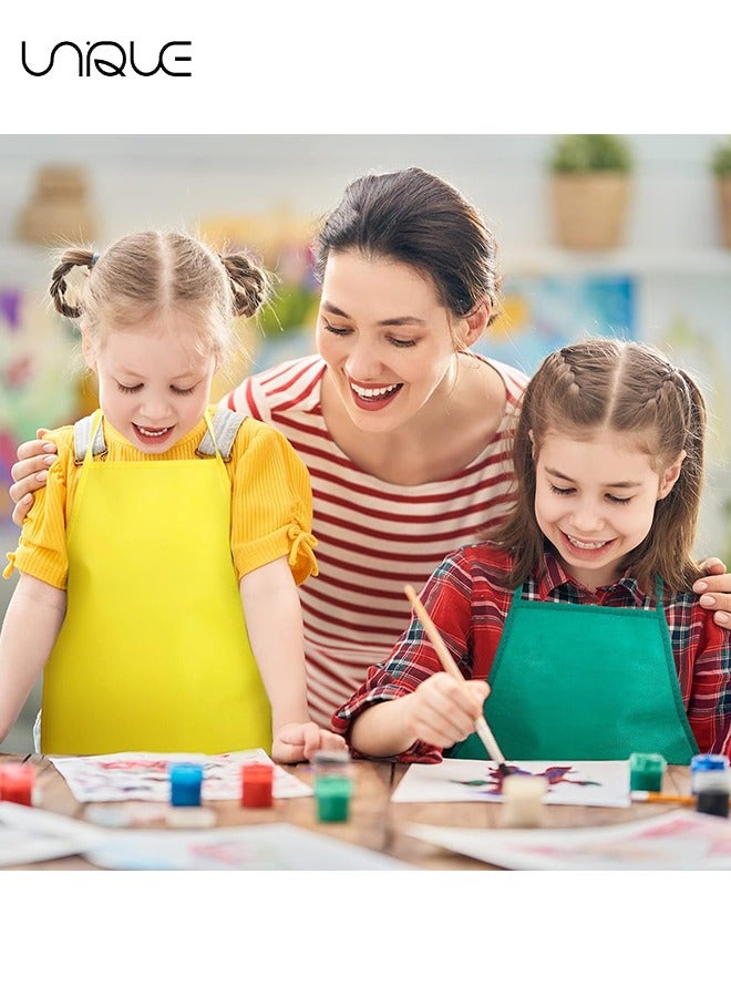 يونيك 12 حزمة مآزر الرسم للأطفال فنانين من قماش مآزر الطلاء ساحة الفن الحرفية مآزر الطفل القابل للتصرف (الأحمر والبرتقالي والأصفر والأخضر والأزرق والأرجواني) - Image 4