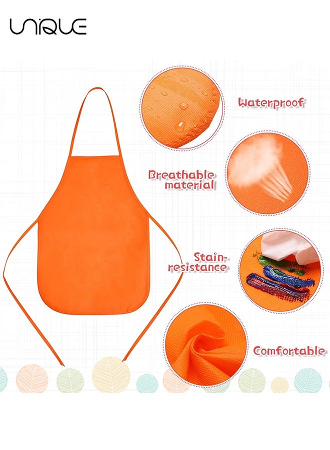 يونيك 12 حزمة مآزر الرسم للأطفال فنانين من قماش مآزر الطلاء ساحة الفن الحرفية مآزر الطفل القابل للتصرف (الأحمر والبرتقالي والأصفر والأخضر والأزرق والأرجواني) - Image 3