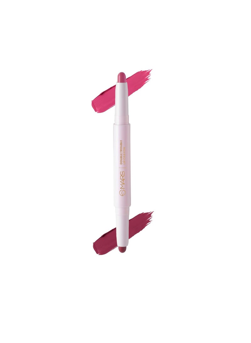 مارس أحمر الشفاه MARS Double Trouble 2 في 1 قابل للسحب، يدوم طويلاً بلمسة نهائية مطفأة اللمعة ومقاوم للتلطخ للنساء، 4.0 جم 08 Tangy Jam - Image 1