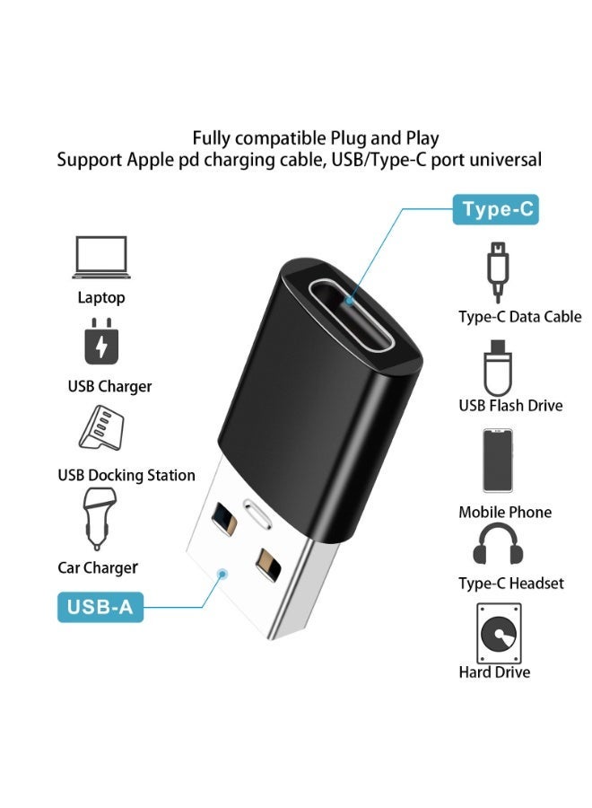 USB-C to USB-A Converter Adapter USB 3.1 10Gbps Fast Data Transfer & Charging Plug and Play Compatible with Laptops, Smartphones, Flash Drives, Keyboards & Mouse - Image 2