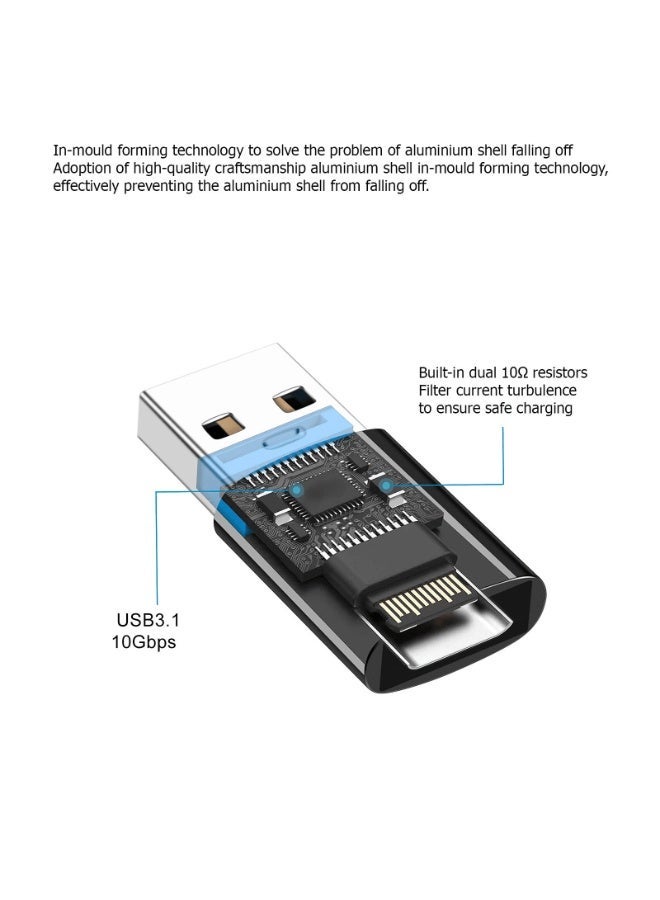 USB-C to USB-A Converter Adapter USB 3.1 10Gbps Fast Data Transfer & Charging Plug and Play Compatible with Laptops, Smartphones, Flash Drives, Keyboards & Mouse - Image 3