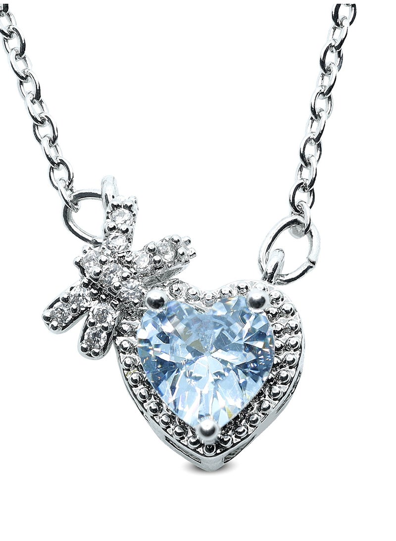 LMA Heart Shaped Sparkling Stone Statement Necklace - Image 1