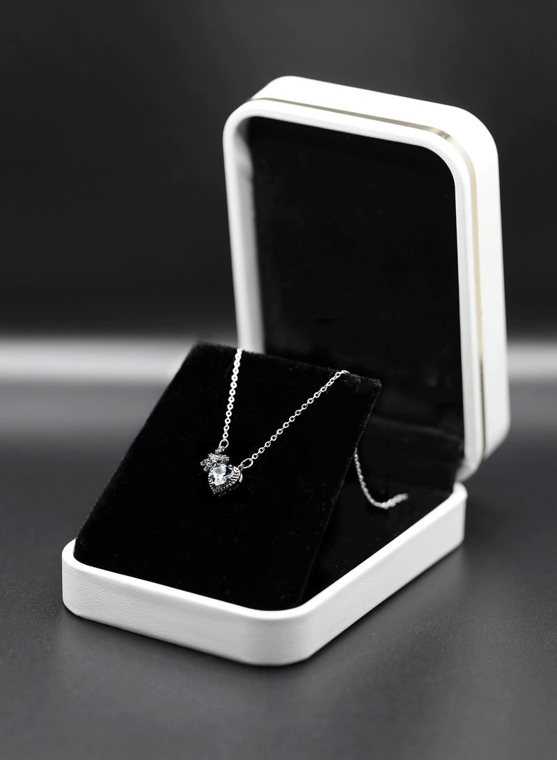 LMA Heart Shaped Sparkling Stone Statement Necklace - Image 3