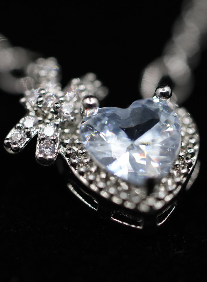 LMA Heart Shaped Sparkling Stone Statement Necklace - Image 5