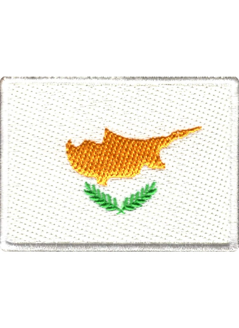 Artist Unknown - Cyprus Flag Applique Embroidered Sweing Patch Suitable for Jackets, Bags, T-Shirts, Jeans, Pants, Outdoor Clothing ; Size: 7cm x 5cm ; Imported from Malaysia (1 Piece). - Image 1