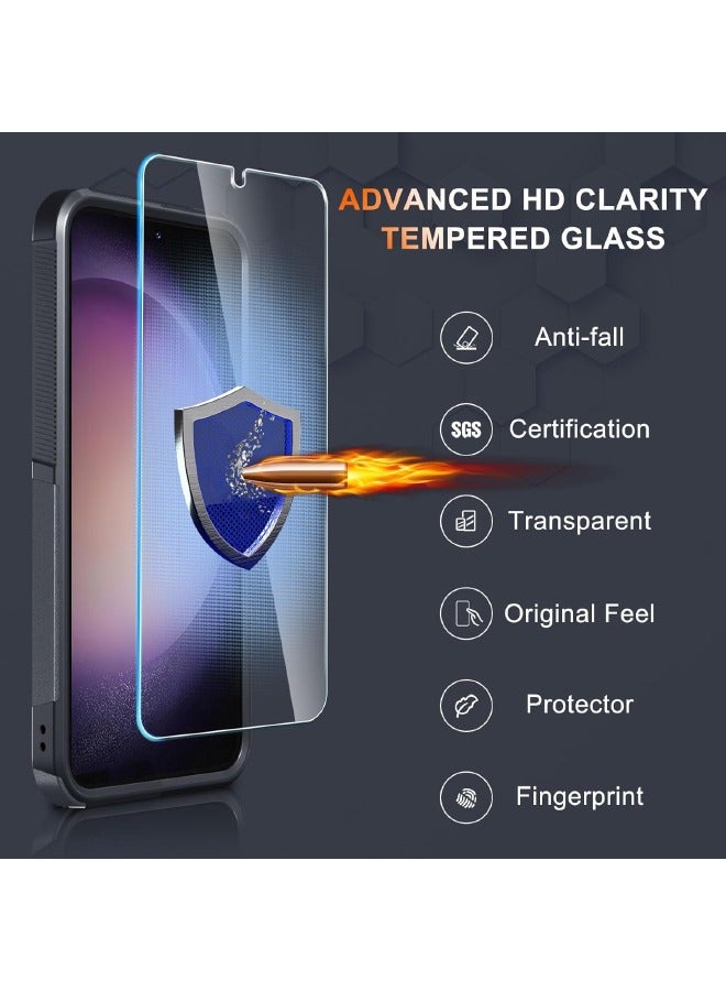 Case for Samsung Galaxy S25, Full Body Dual Layer Heavy Duty Rugged Shockproof Protective Phone Cover with Tempered Glass Screen Protector and Camera Lens Cover, Black - Image 4