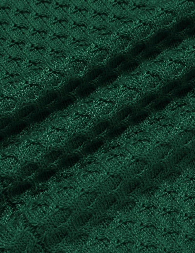 COOFANDY Men's Slim Fit Turtleneck Sweater Casual Knitted Twisted Pullover - Green - Image 5