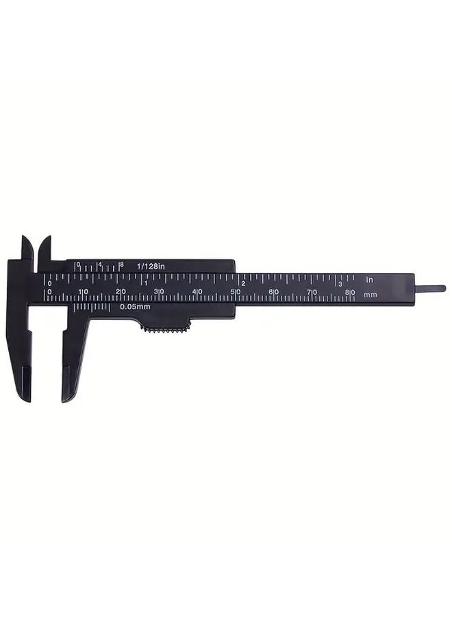 Black Mini Plastic Sliding Vernier Caliper Gauge 3.15 Inch Double Scale Ruler - Image 1