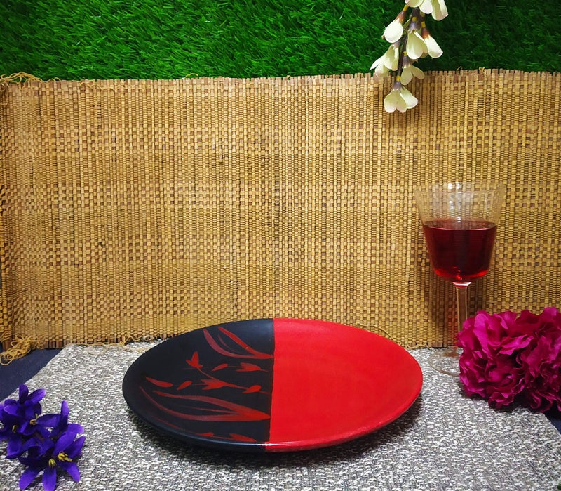 Caffeine Ceramic Handmade Red & Black Combo Dinner Set (3 pcs.) - Image 2