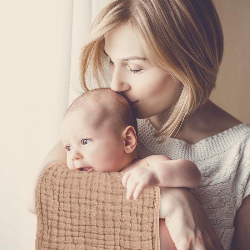 Looxii Muslin Burp Cloths 100% Cotton Muslin Cloths 12 Pack Large 20''x10'' Extra Soft and Absorbent Baby Burping Cloth for Boys and Girls (Apricot+Coffee) - Image 3