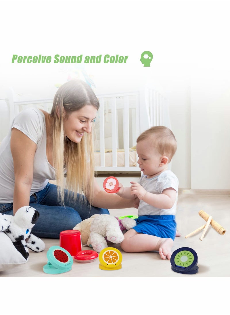 KASTWAVE Kids Wooden Fruit Series Castanets Instruments Toys, Baby Montessori Musical Instruments Toys for Toddlers 1-3, Gift for Percussion Toddler Learning Education Toys Ages 3-5,  4PCS  - Image 5