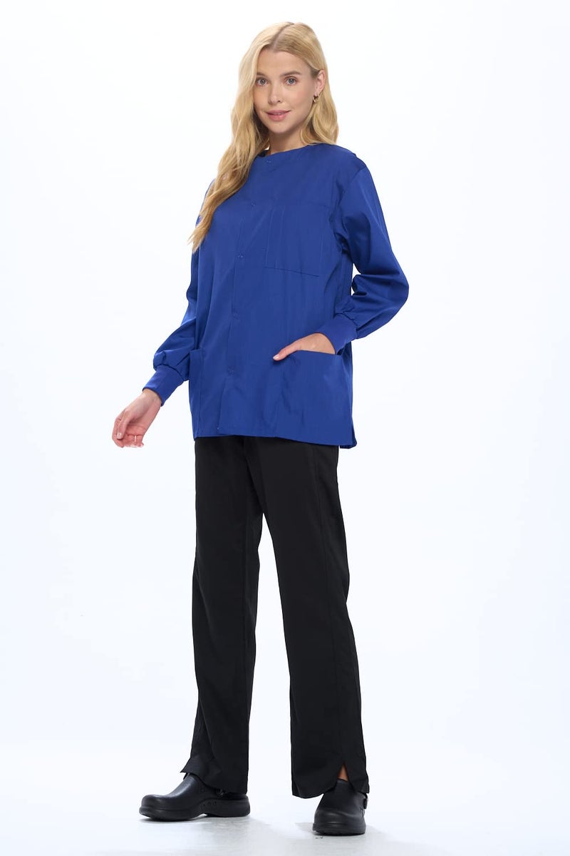 Natural Uniforms Warm Up Scrub Jacket-Dark Royal Blue-Large - Image 3