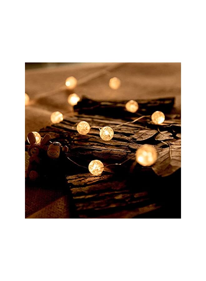 The Bros Decorative Lights String, Globe String Lights for Bedroom, Christmas Decorative Lights, Crystal Crackle Ball Lights 5m 50 LED Soft White Battery Operated Fairy Lights Perfect for Valentine's Day Decor  - Image 3
