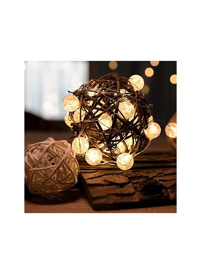 The Bros Decorative Lights String, Globe String Lights for Bedroom, Christmas Decorative Lights, Crystal Crackle Ball Lights 5m 50 LED Soft White Battery Operated Fairy Lights Perfect for Valentine's Day Decor  - Image 4