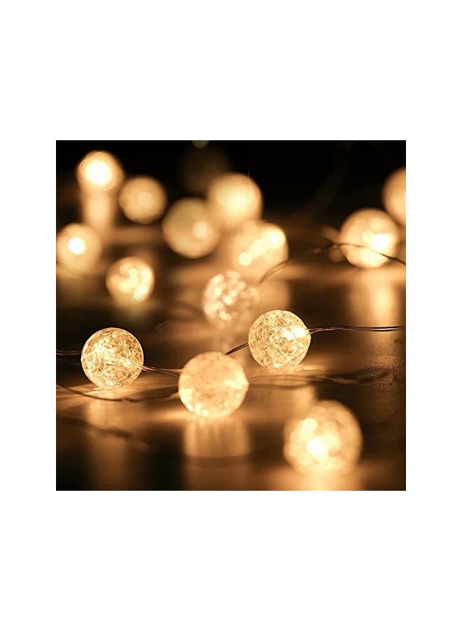 The Bros Decorative Lights String, Globe String Lights for Bedroom, Christmas Decorative Lights, Crystal Crackle Ball Lights 5m 50 LED Soft White Battery Operated Fairy Lights Perfect for Valentine's Day Decor  - Image 2
