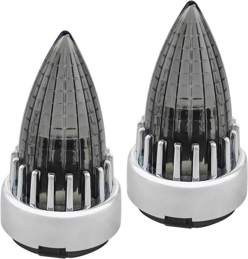FATECIM 2" Turn Signal Light Covers with Supersonic Smoke Lenses and Chrome Bezel - Image 1