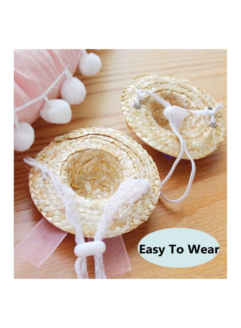 SOLARAE Cute Pet Straw Hat, Summer Sun Hats Woven Daisy Straw Hat, Pet  Costume Accessory, 2 Pcs - XS - Image 5