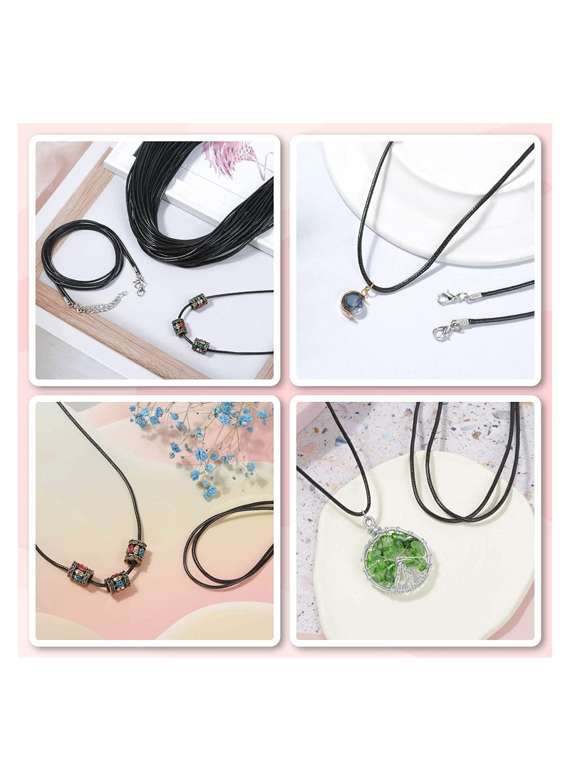 KASTWAVE - Black Necklace String Cord Bulk, Faux Leather Waxed Necklace String Rope with Clasp for Charms Pendants, Bracelets, Necklaces, Jewelry Making Supplies, 100 Pcs - Image 1