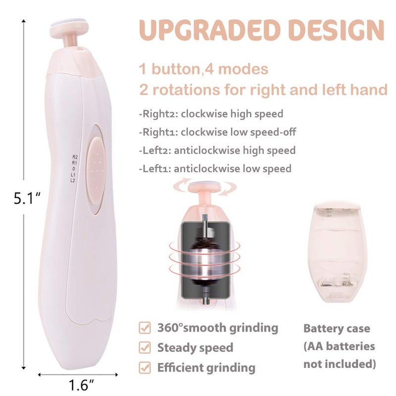 Consevisen Baby Nail Trimmer Electric Nail File Baby Nail Clippers, 20 in 1 Safe Nail Filer Grinder Kit for Newborn Infant Toddler Kids or Adults Toes Fingernails Care Trim Polish, Led Light and Grinding Heads - Image 3