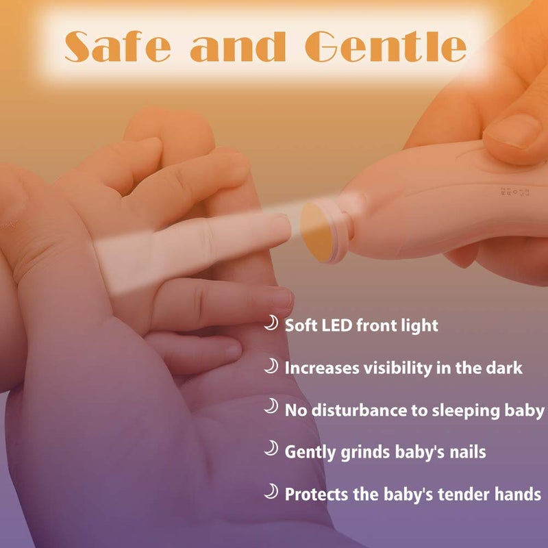 Consevisen Baby Nail Trimmer Electric Nail File Baby Nail Clippers, 20 in 1 Safe Nail Filer Grinder Kit for Newborn Infant Toddler Kids or Adults Toes Fingernails Care Trim Polish, Led Light and Grinding Heads - Image 5