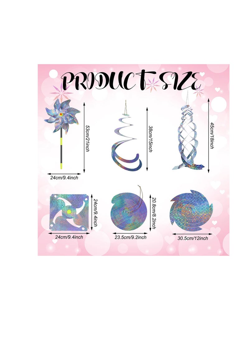 Y&D 9Pcs Bird Spiral Reflectors Hanging Reflective Geese Deterrent Device Outdoor Silver Mylar Spinner Garden Decorative Scare Birds Away Pigeon and  - Image 5