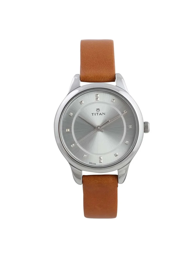 تيتان Titan Workwear Siler Dial Women Watch With Leather Strap