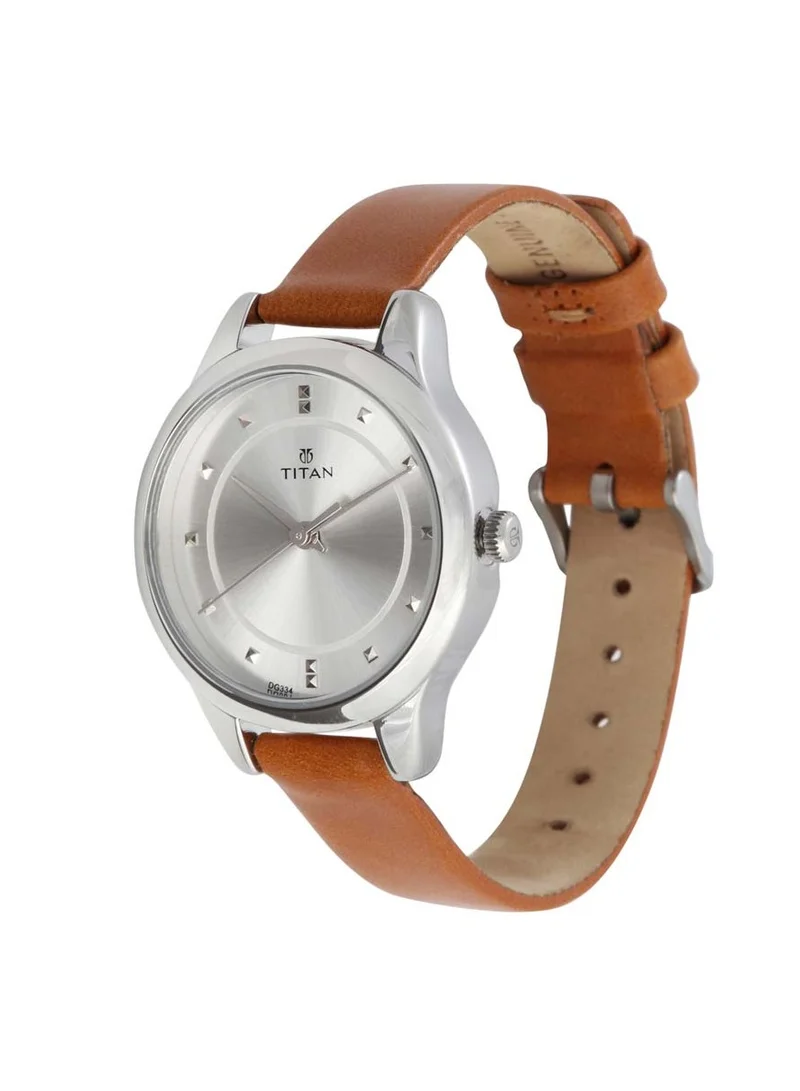 تيتان Titan Workwear Siler Dial Women Watch With Leather Strap