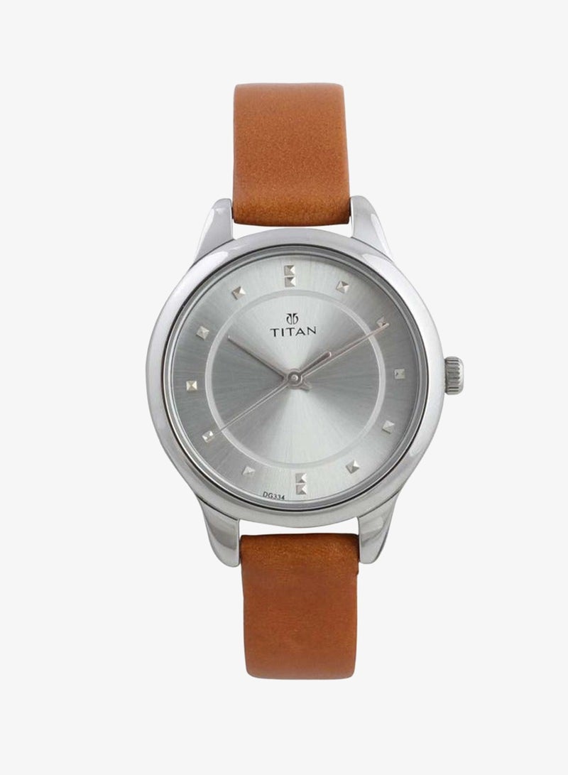 Titan Workwear Siler Dial Women Watch With Leather Strap - Image 1