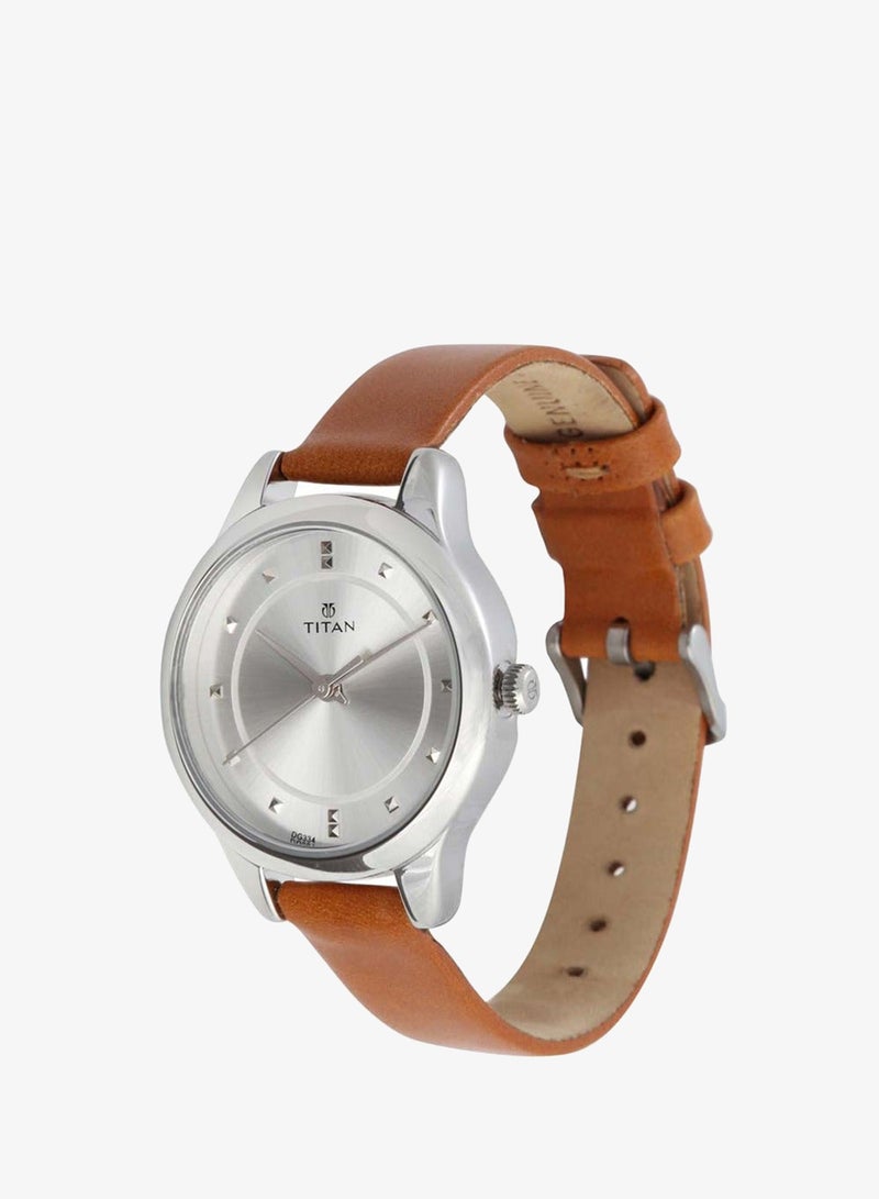 Titan Workwear Siler Dial Women Watch With Leather Strap - Image 2